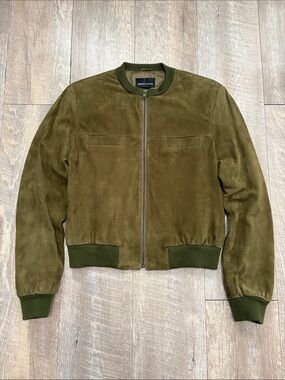 Moda International Olive Suede leather Bomber Jacket